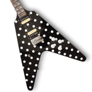 Custom Made Randy Rhoads Black Dot V Style White Polka Dot Electric Guitar - Image 2