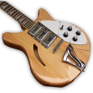 Custom Made Semi-Hollow 370 12 Style Mapleglo Natural Wood 6 String Electric Guitar - Image 2