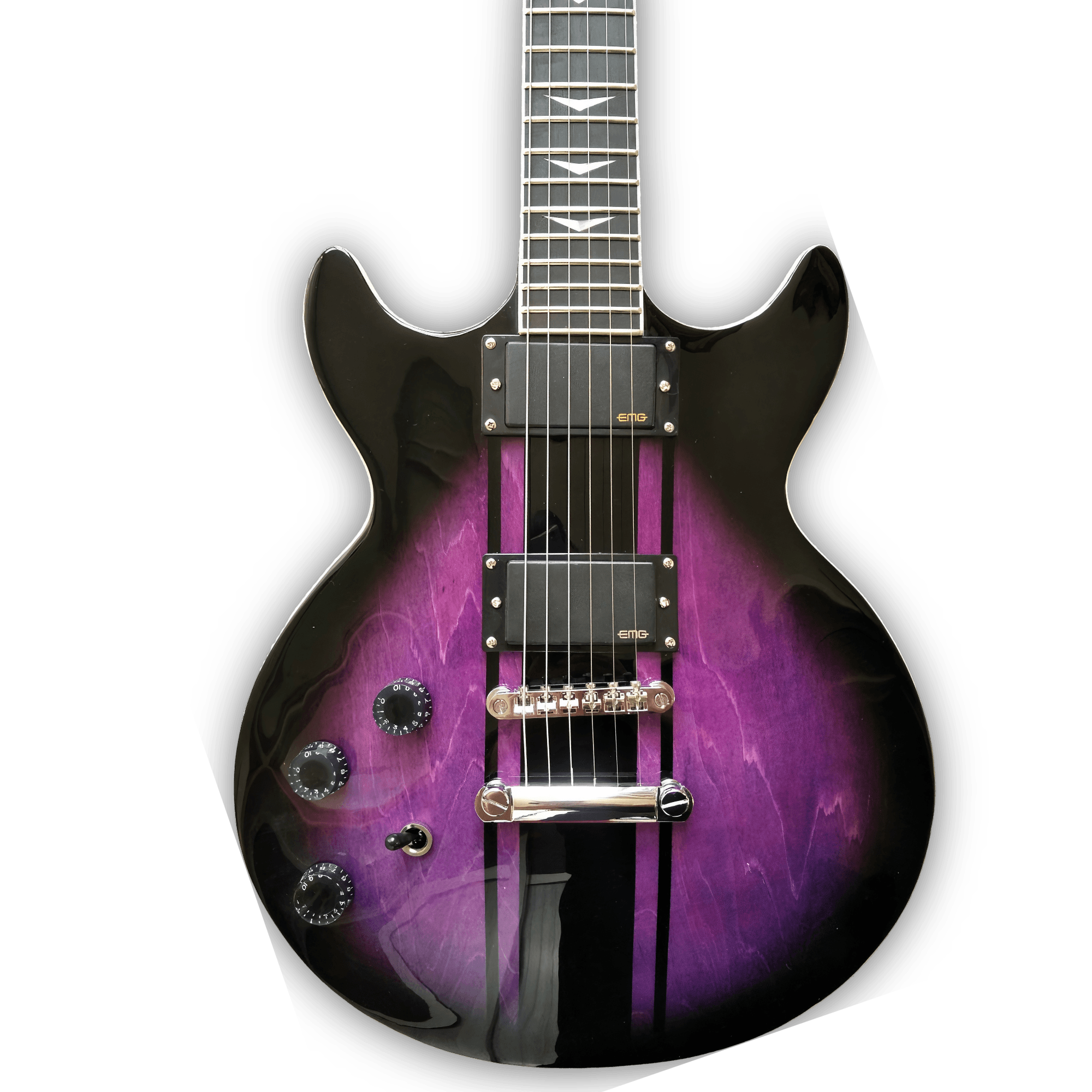 Custom Made Purple Burst Left Handed Double Cutaway Style 6 Strings Electric Guitar