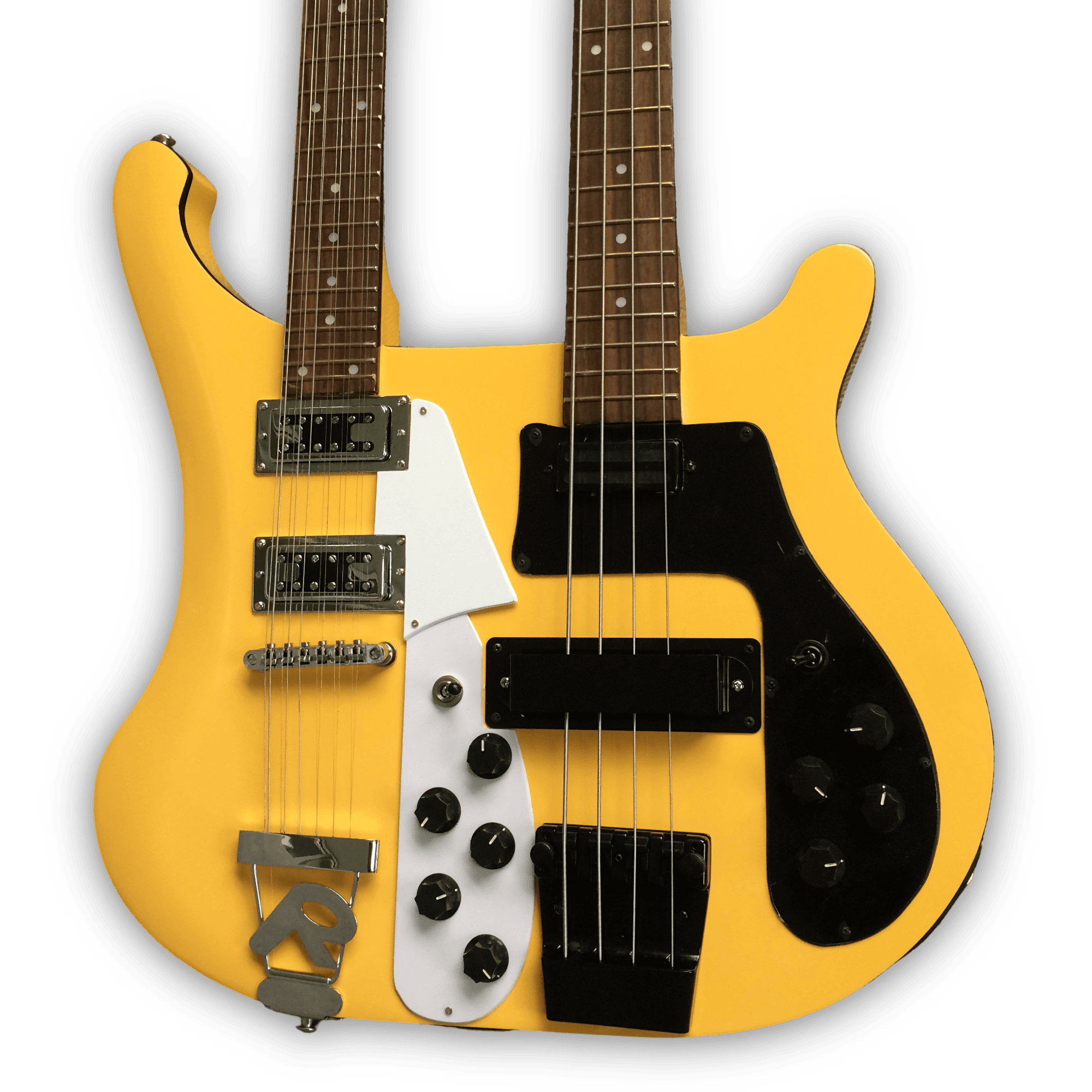 Custom Made Double Neck Yellow 4080 Style 4 Strings Bass & 6 Strings Electric Guitar
