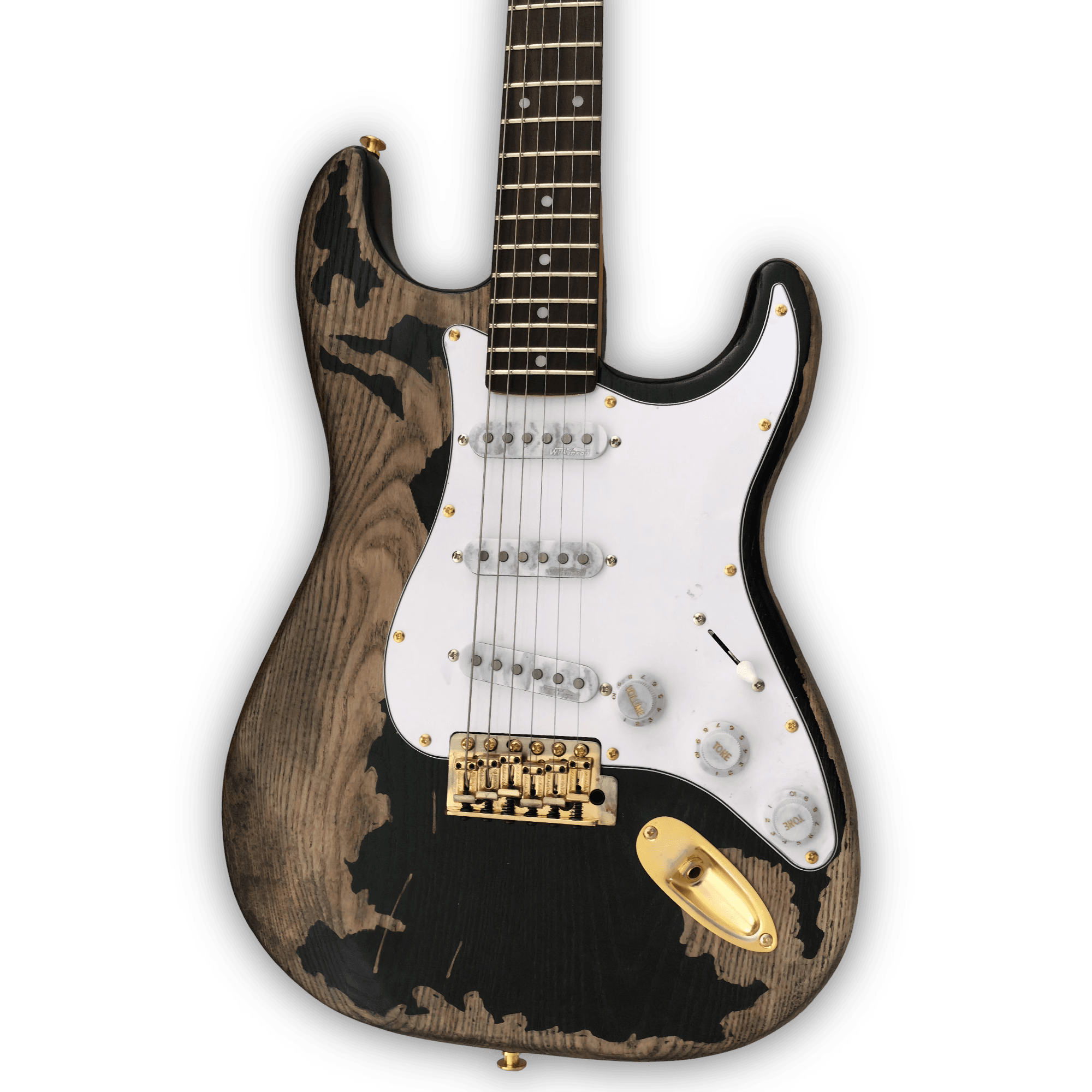 Custom Made Heavy Aged Relic Black Strat Style 6 Strings Electric Guitar - Image 2
