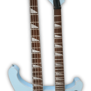 Custom Made Double Neck Sky Blue 4080 Style 4 Strings Bass & 6 Strings Electric Guitar - Image 3