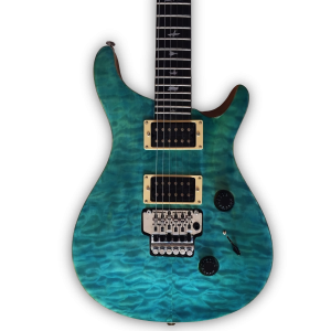 Custom Made Carroll Blue Quilted Maple Top Floyd Style 6 Strings Electric Guitar