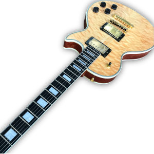 Custom Made Natural Finish LP Style Quilted Maple Top 6 Strings Electric Guitar - Image 3