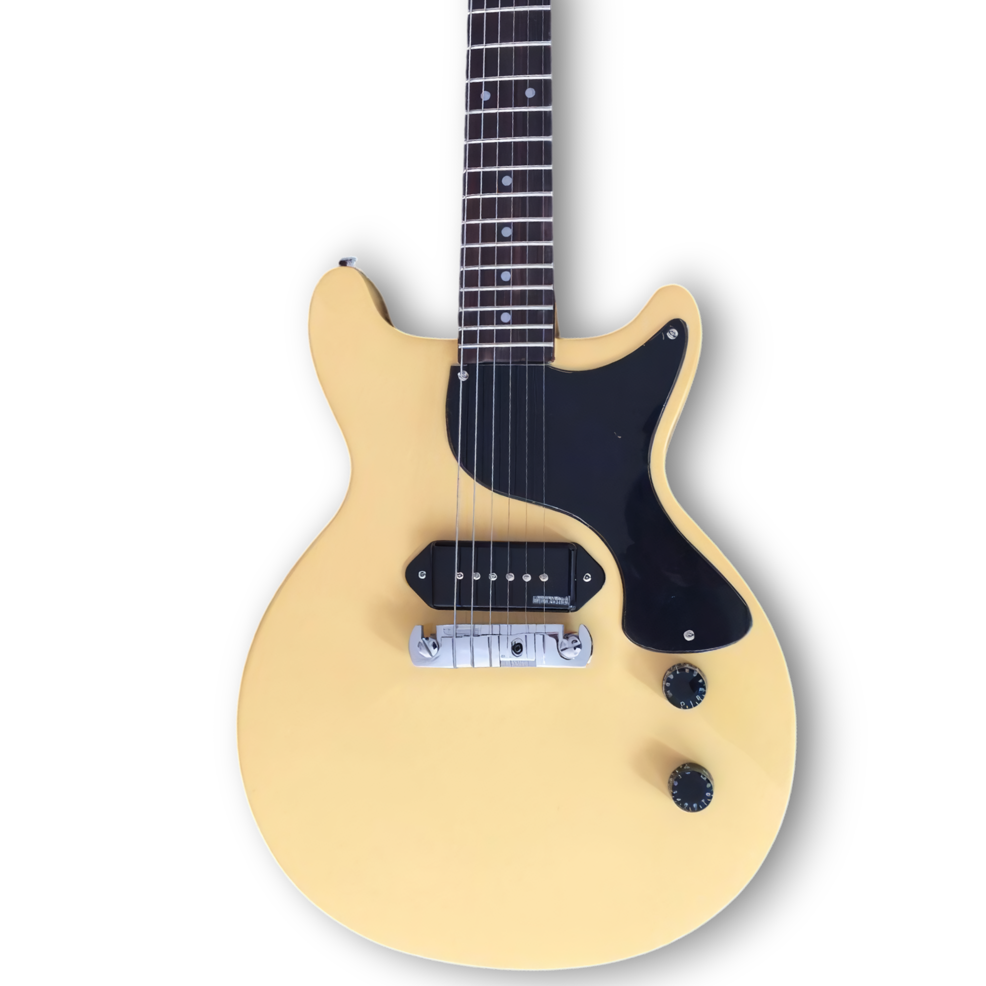 Custom Made TV Yellow P90 Pickup Double Cut LP Junior Style 6 Strings Electric Guitar - Image 2