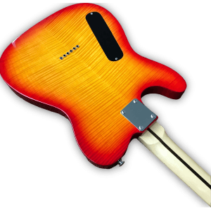 Custom Made Cherry Burst Flame Maple Top Tele Thinline Style 6 Strings Electric Guitar - Image 5