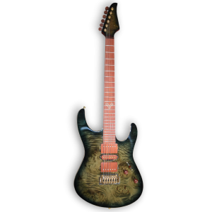 Custom Made Faded Trans Green Burst Finish Waterfall Burl Maple Carve Top Electric Guitar