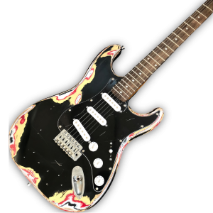 Custom Made Aged Heavy Black Relic Strat Style Electric Guitar