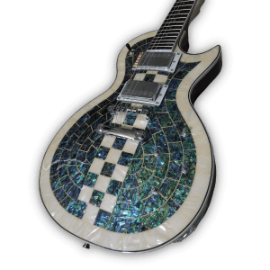 Custom Made Pearl Font Style Ring Chess Electric Guitar - Image 3