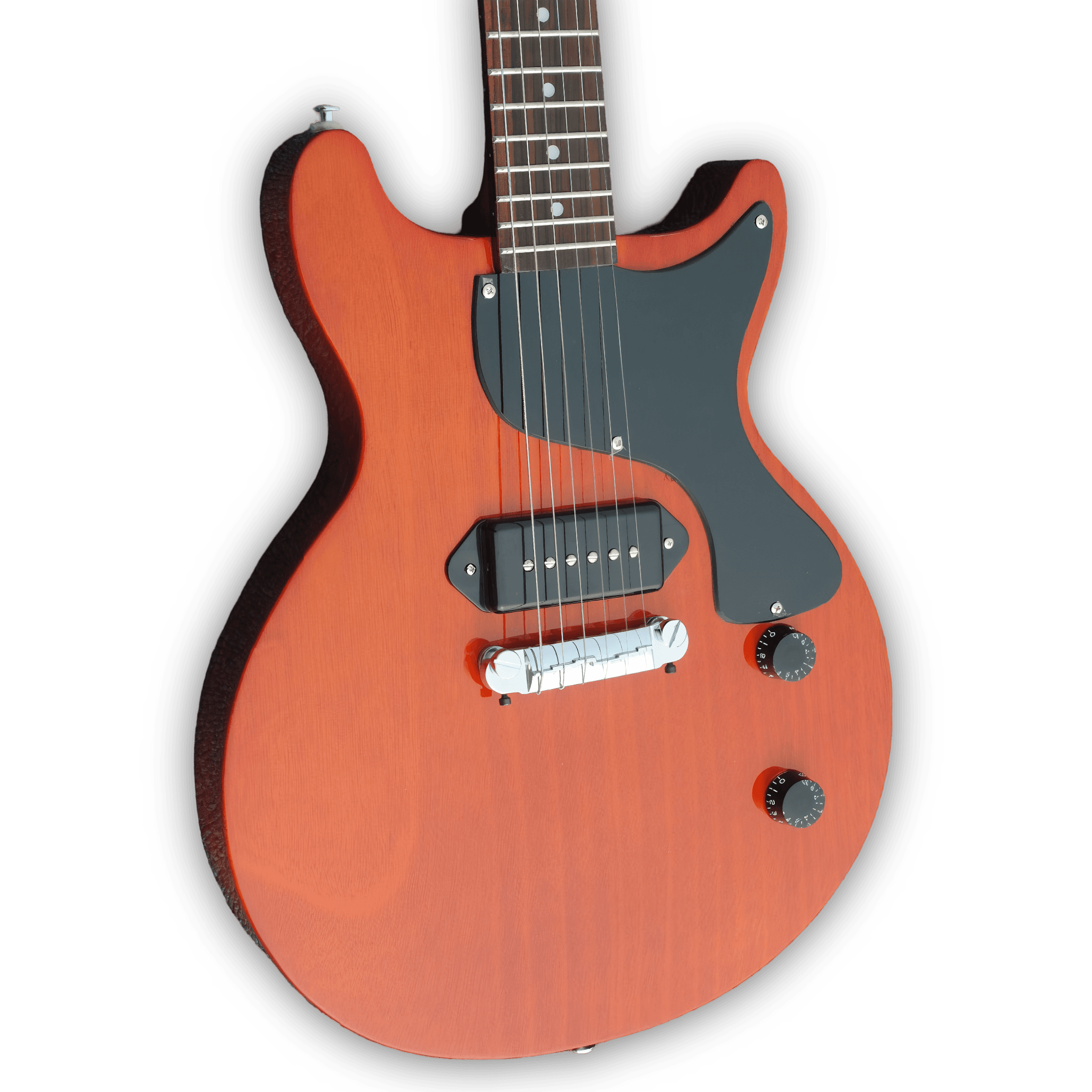 Custom Made Double Cut P90 Pickups LP Junior Style Translucent Wood Finish 6 Strings Electric Guitar