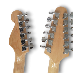 Custom Made Strat Style Natural Alder Wood Cream Double Neck 6 Strings 12 Strings Electric Guitar - Image 5