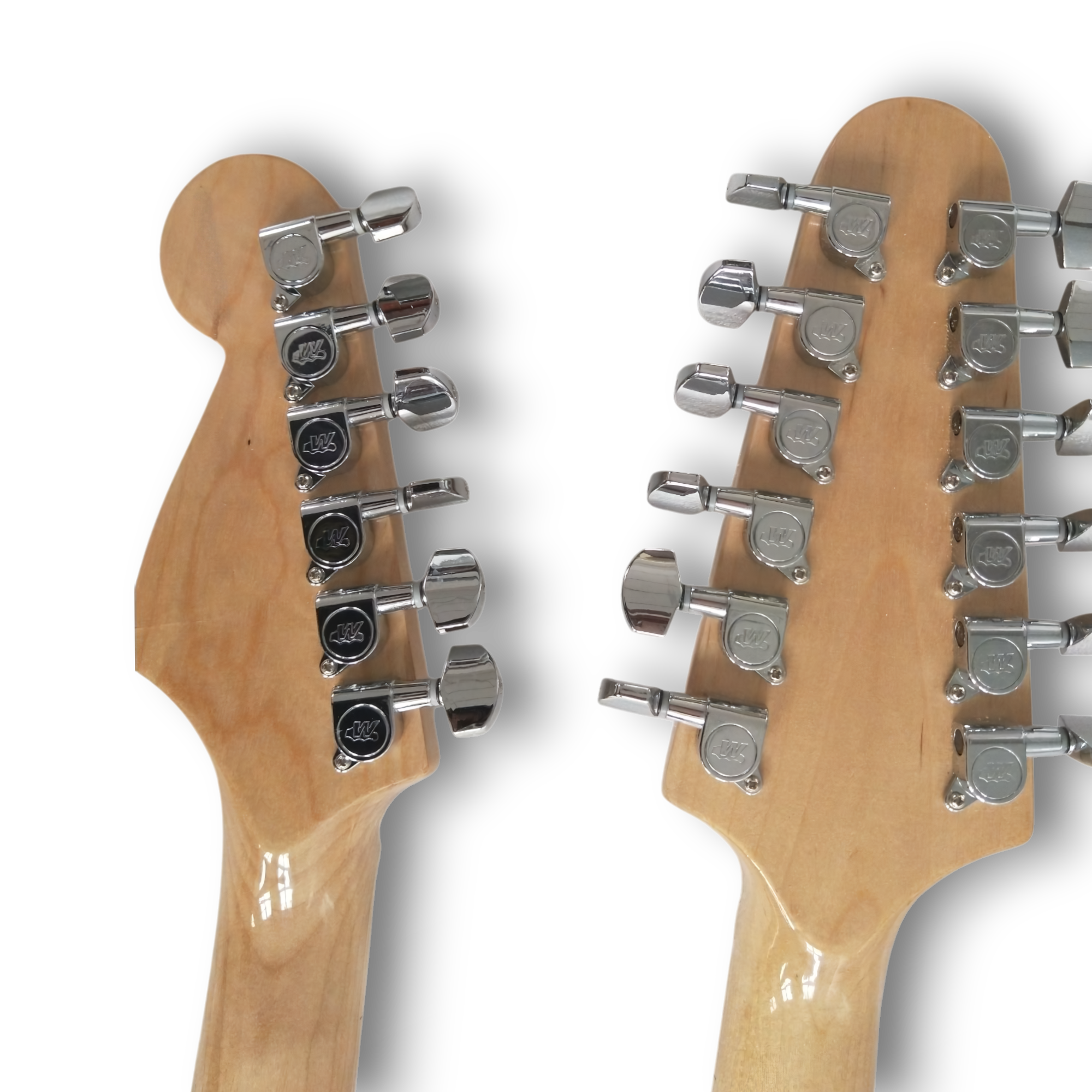 Custom Made Strat Style Natural Alder Wood Cream Double Neck 6 Strings 12 Strings Electric Guitar - Image 5
