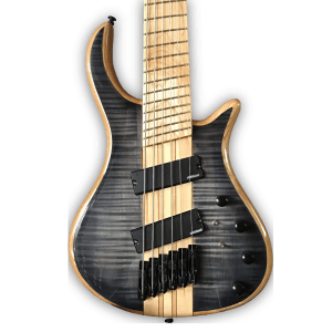 Custom Made Neck-Through-Body Patriot Style Fanned Frets Flame Maple Top 6 Strings Electric Bass - Image 2