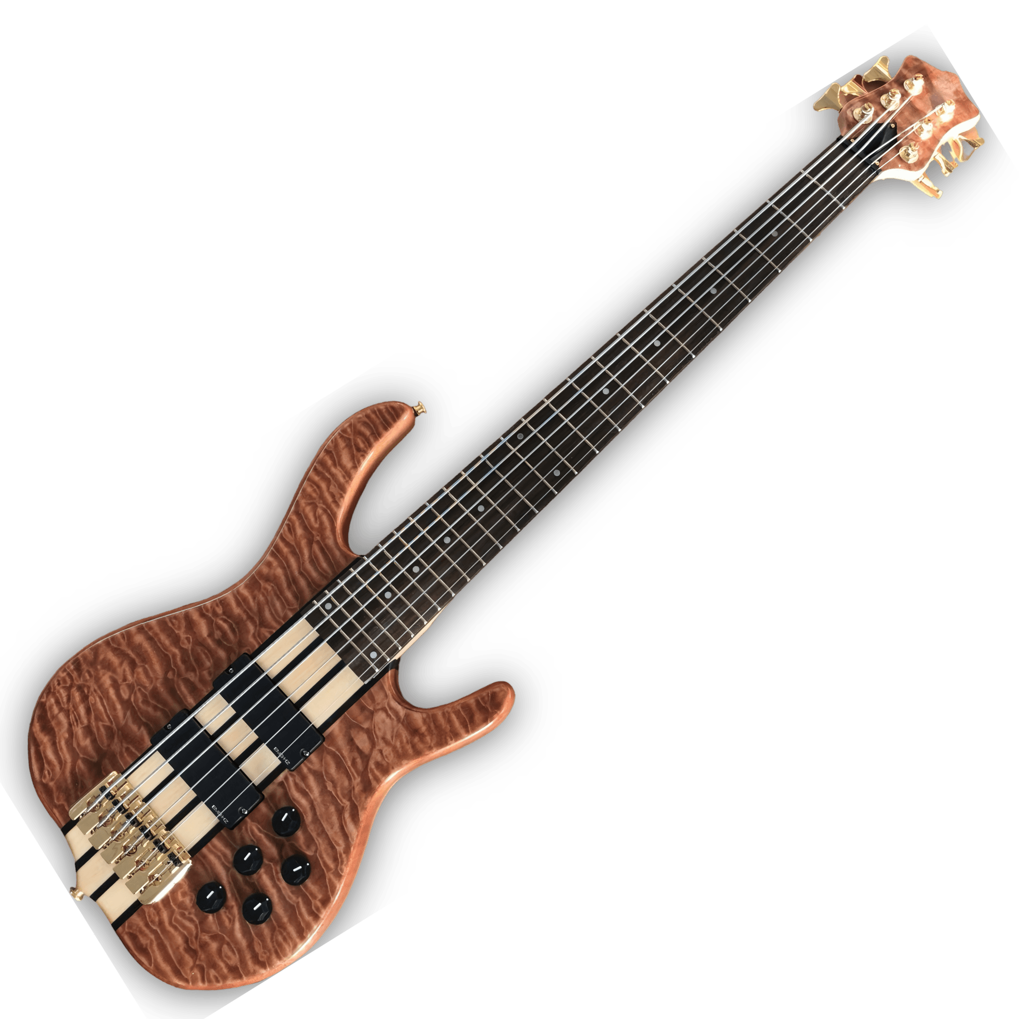 Custom Made Elite Style Quilted Maple Top 6 String Electric Bass - Image 2