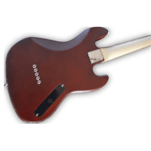 Custom Made Jazz Style Left Handed Red Natural Wood Finish 5 Strings Bass - Image 4