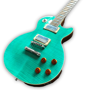 Custom Made LP Style Turquoise Green Flame Maple Top Electric Guitar