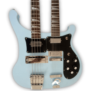 Custom Made Double Neck Sky Blue 4080 Style 4 Strings Bass & 6 Strings Electric Guitar - Image 2