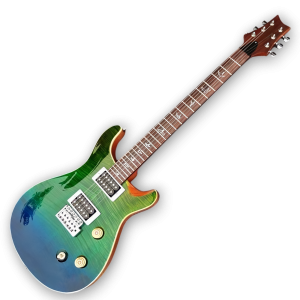 Custom Made Blud Green Fade Flame Maple Top Wood 6 Strings Electric Guitar - Image 3