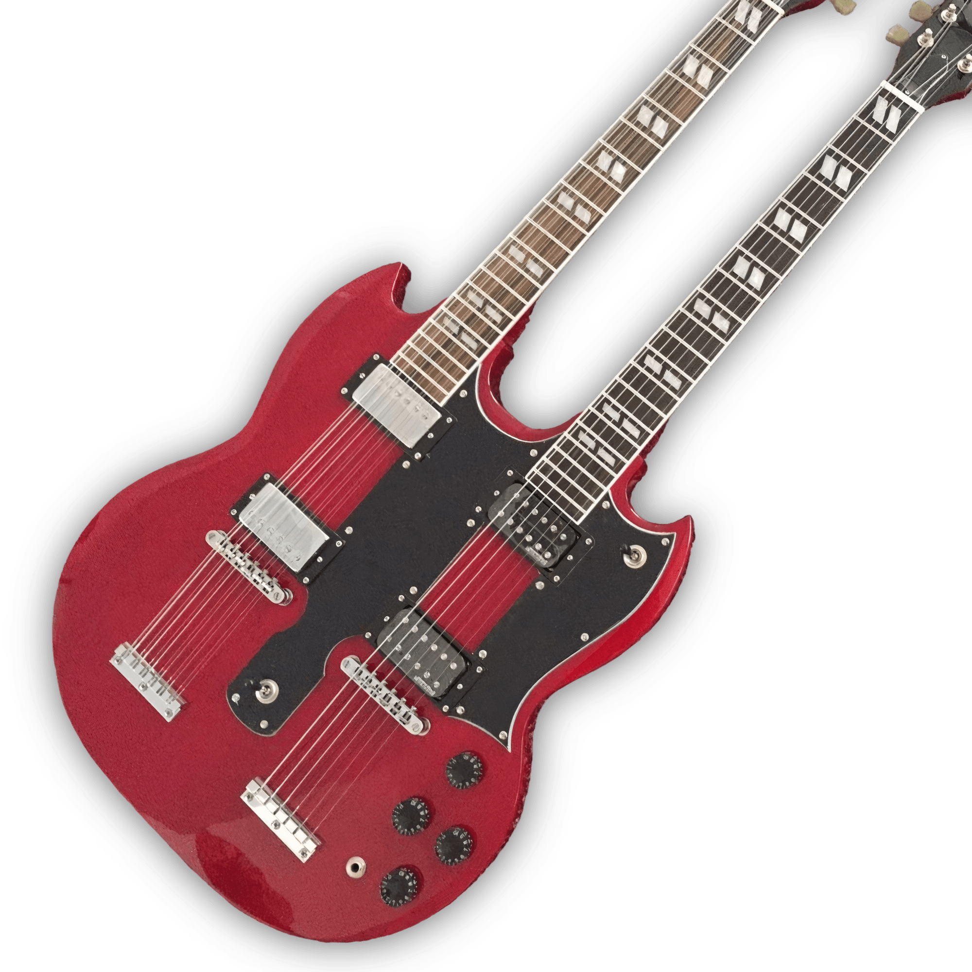 Custom Made Cherry Red Don Felder SG Style 1275 Double Neck 12 & 6 Strings Electric Guitar - Image 2