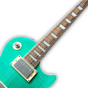 Custom Made LP Style Turquoise Green Flame Maple Top Electric Guitar - Image 4