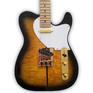 Custom Made Merle Haggard Two-Color Sunburst Tele Style Quilted Maple Top Electric Guitar - Image 2