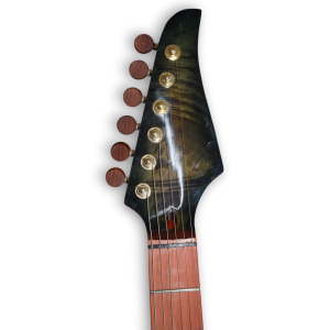 Custom Made Faded Trans Green Burst Finish Waterfall Burl Maple Carve Top Electric Guitar - Image 5