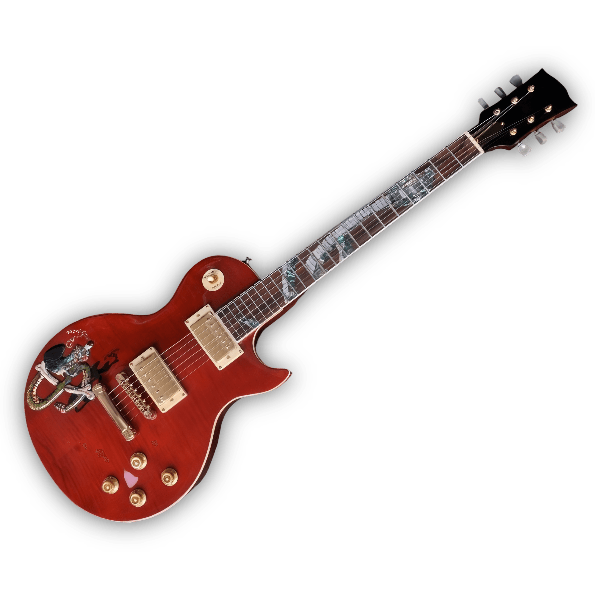 Custom Made Slash Snakepit Red Flame Maple Top Snake Inlay LP Style Electric Guitar - Image 2