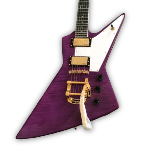 Custom Made Flame Maple Top Purple  Explorer Style 6 Strings Electric Guitar - Image 2