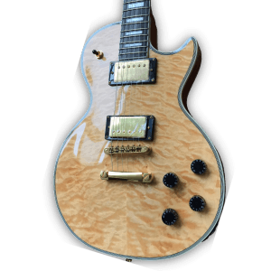 Custom Made Natural Quilted Maple Top Finish 6 Strings LP Style Electric Guitar - Image 2