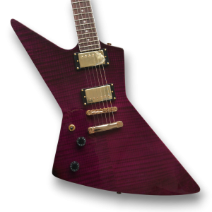 Custom Made Left Handed Flame Maple Top Purple Explorer Style 6 Strings Electric Guitar - Image 2