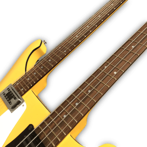 Custom Made Double Neck Yellow 4080 Style 4 Strings Bass & 6 Strings Electric Guitar - Image 5
