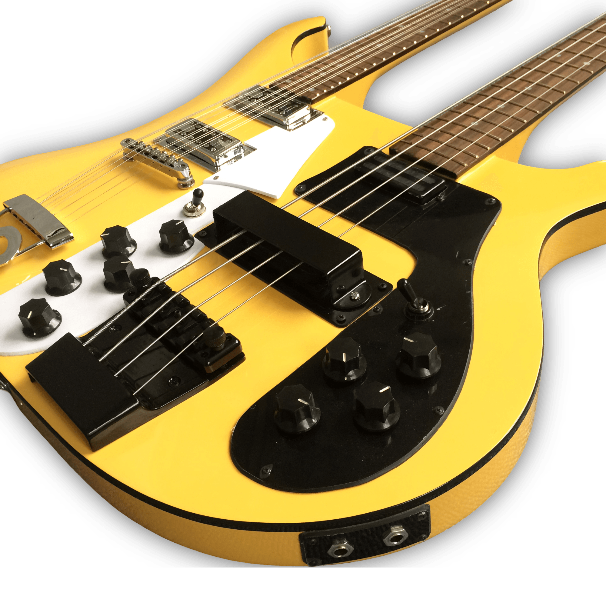 Custom Made Yellow Double Neck 4080 Style 4 Strings Bass & 6 Strings Electric Guitar - Image 2