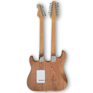 Custom Made Strat Style Natural Alder Wood Cream Double Neck 6 Strings 12 Strings Electric Guitar - Image 4