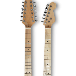 Custom Made Yngwie Malmsteen Strat Style Yellow Cream Double Neck 6 Strings 12 Strings Electric Guitar - Image 3