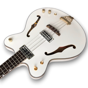 Custom Made Double Cutaway White Falcon Hollow Body Style 4 Strings Electric Bass - Image 4