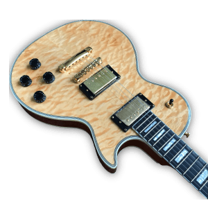 Custom Made Natural Quilted Maple Top Finish 6 Strings LP Style Electric Guitar - Image 4