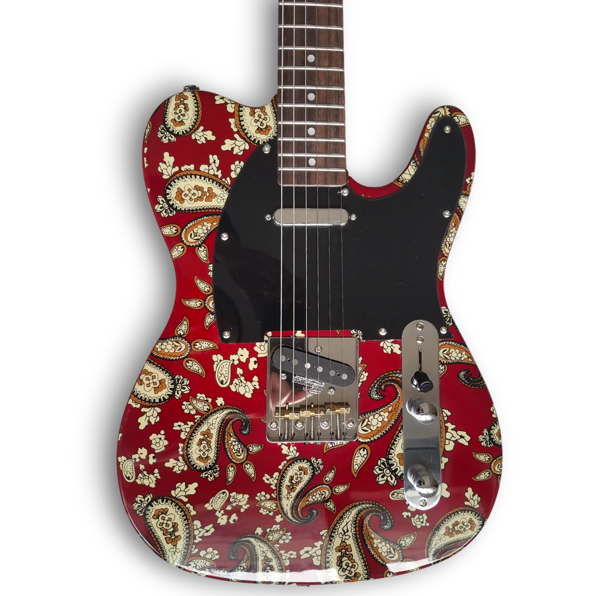 Custom Made Tele Style Red Paisley 6 Strings Electric Guitar