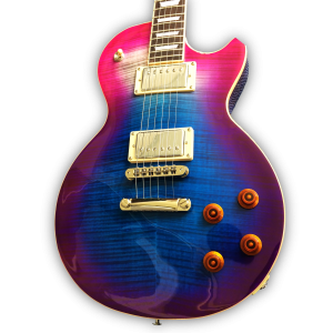 Custom Made Flame Maple Top Blueberry Burst LP Style Electric Guitar 6 Strings - Image 2