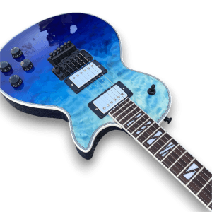 Custom Made LP Style Ocean Fade Blue Quilted Maple Top Electric Guitar - Image 2