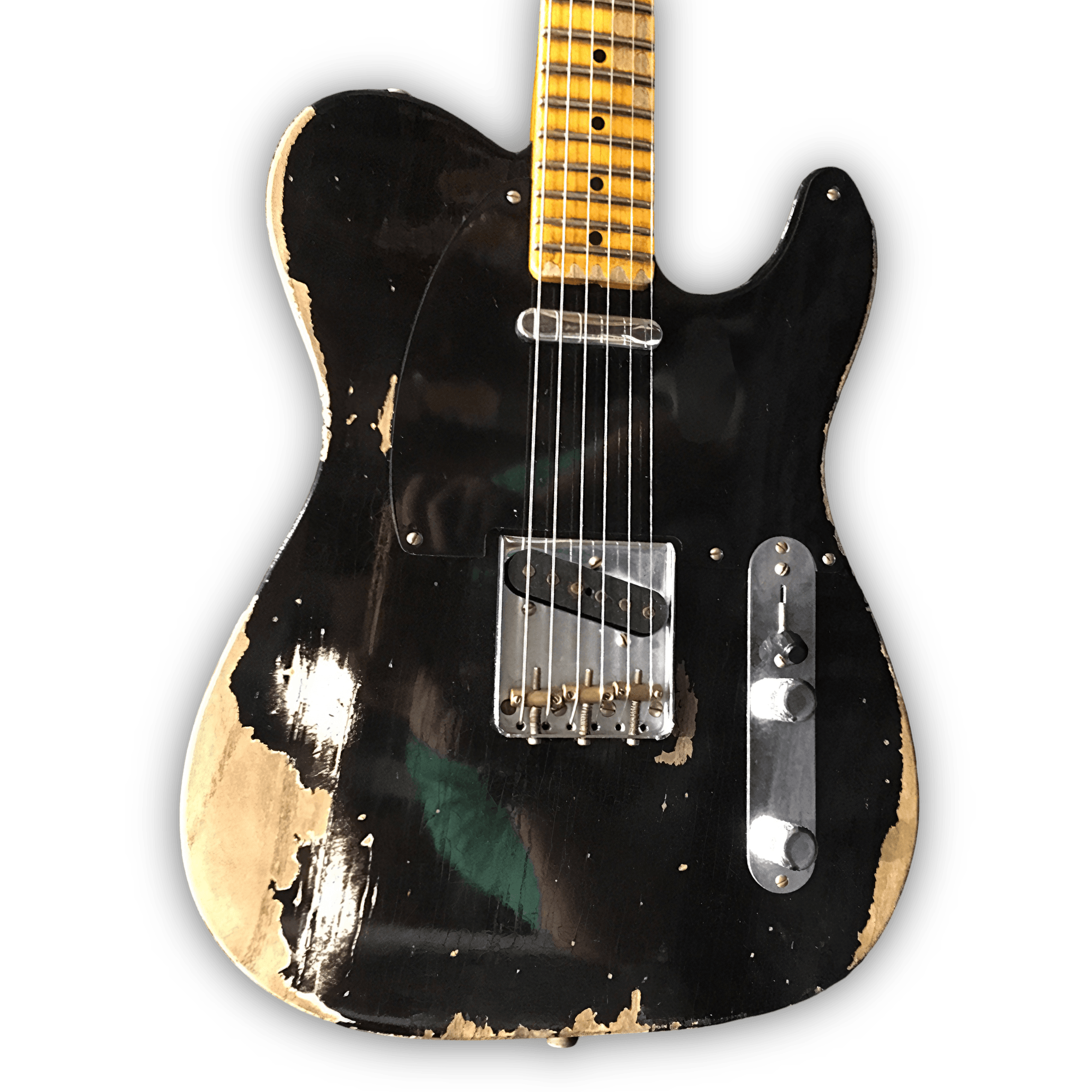 Custom Made Black Heavy Aged Relic Tele Style 6 Strings Electric Guitar - Image 2
