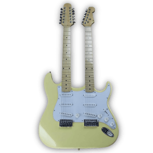 Custom Made Strat Style Yellow Cream Double Neck 6 Strings 12 Strings Electric Guitar