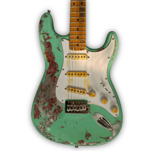 Custom Made Sea Foam Green Aged Heavy Relic Strat Style Electric Guitar - Image 2