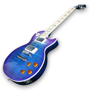 Custom Made Blueberry Burst Flame Maple Top LP Style Electric Guitar 6 Strings - Image 2