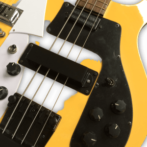 Custom Made Double Neck Yellow 4080 Style 4 Strings Bass & 6 Strings Electric Guitar - Image 4