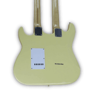 Custom Made Strat Style Yellow Cream Double Neck 6 Strings 12 Strings Electric Guitar - Image 4