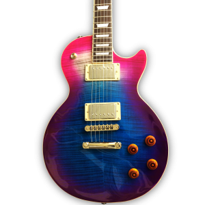 Custom Made Flame Maple Top Blueberry Burst LP Style Electric Guitar 6 Strings