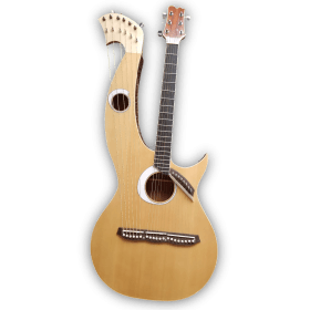 Custom Made Maple Wood Harp Guitar Double Neck Eclipse Acoustic Guitar