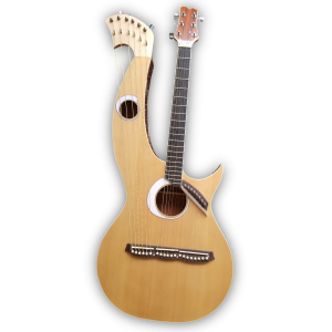 Custom Made Maple Wood Harp Guitar Double Neck Eclipse Acoustic Guitar
