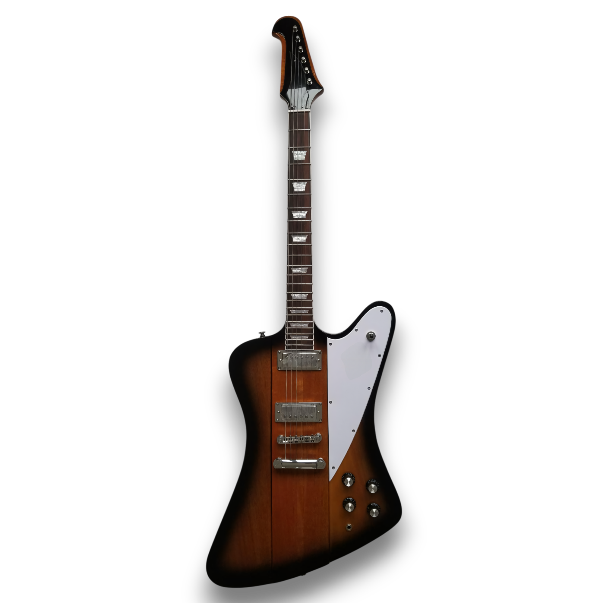 Custom Made Firebird Platypus Style Tobacco Sunburst Flame Maple Top Electric Guitar