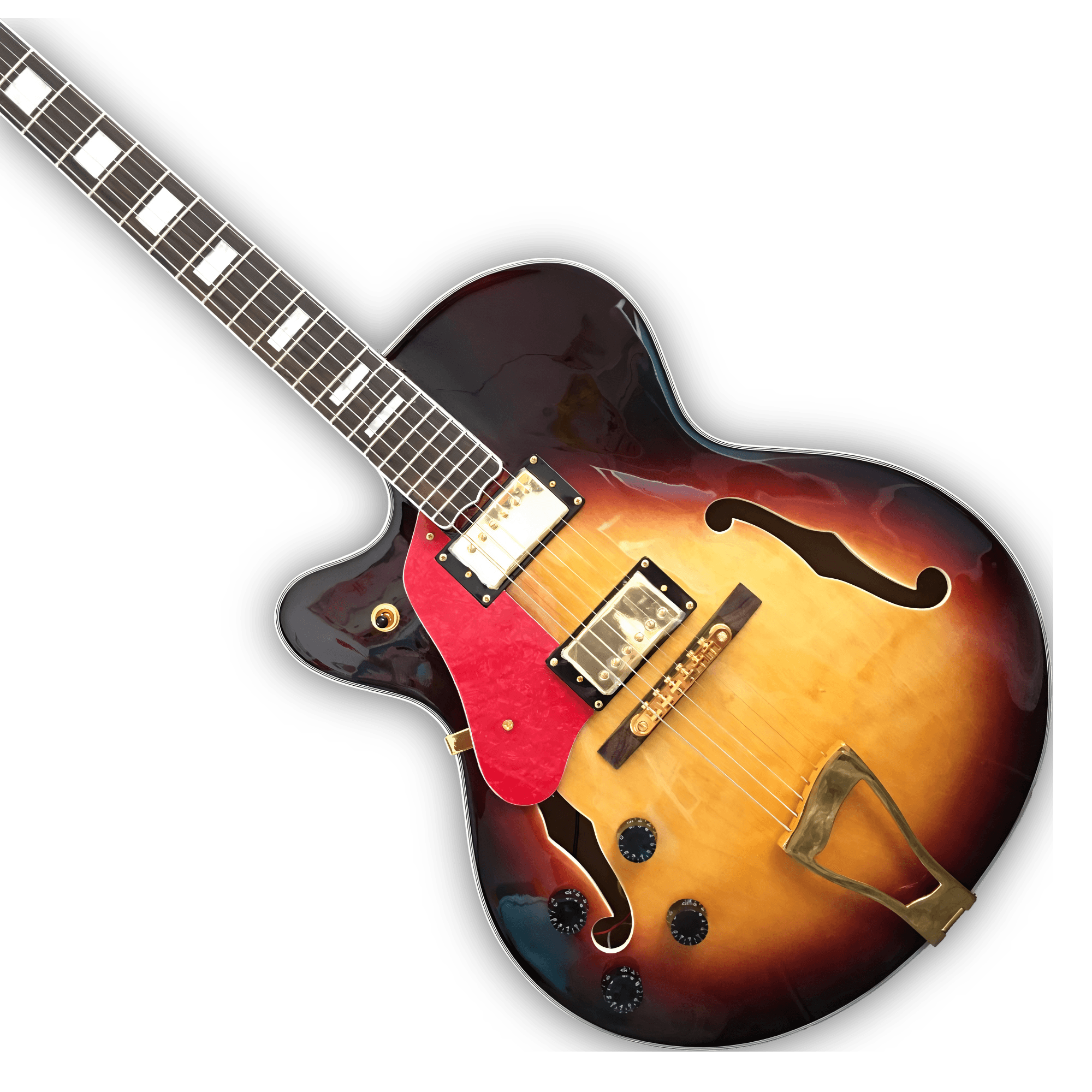 Custom Made Left Handed F Hole Hollow Body L5 Style Vintage Sunburst 6 Strings Electric Guitar - Image 3